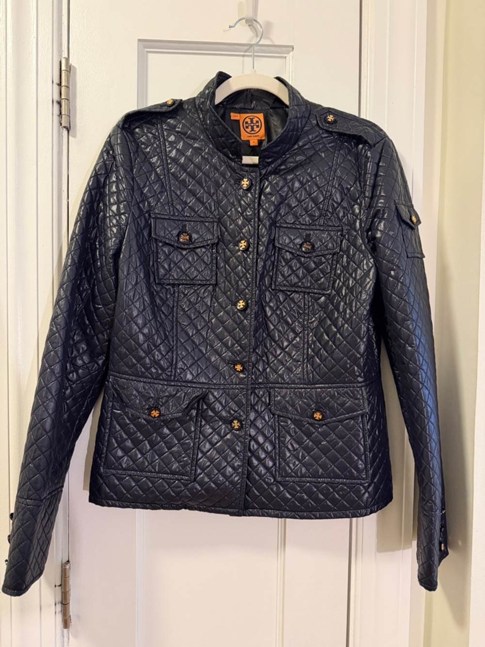 Tory Burch Navy Quilted Utility Jacket